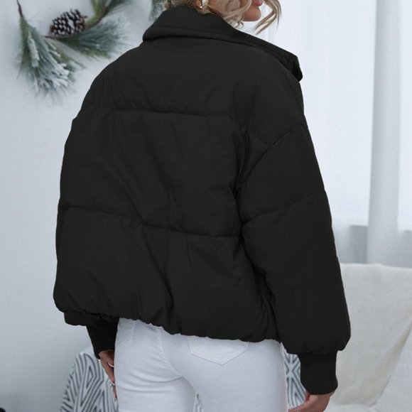 Contemporary Puffer Coat - black - Picture 9 of 11